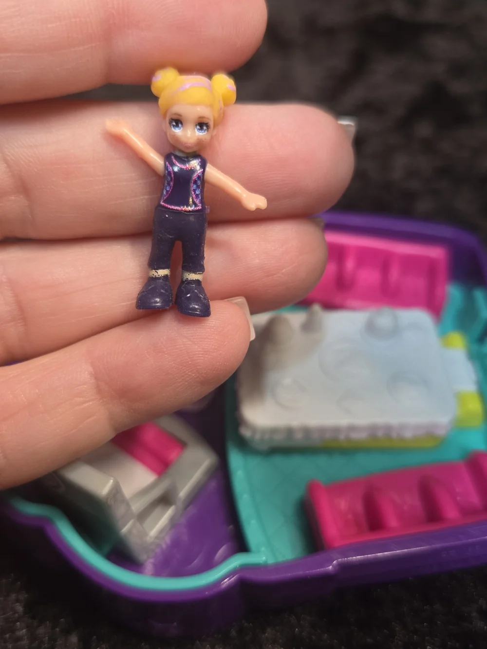 Pocket Playset Compact Dollhouse - Purple, Yellow, Teal & Pink With 1 Doll